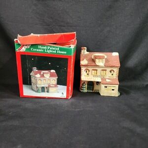 Vintage Holiday Expressions 1992 Ceramic Lighted‎ House "Station"